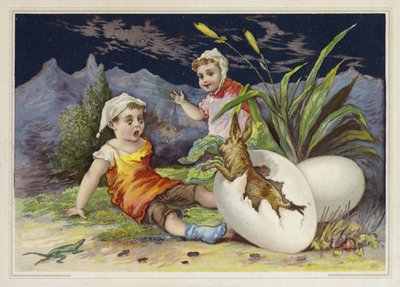 Rabbit Hatching Out of an Easter Egg by European School